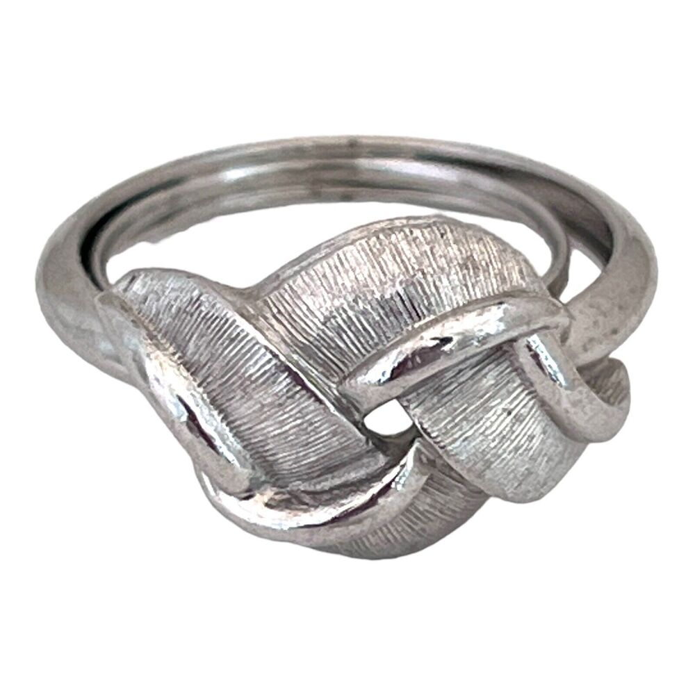 Vintage 1970s Avon Ring Adjustable Knot Textured Silver Tone - 5W